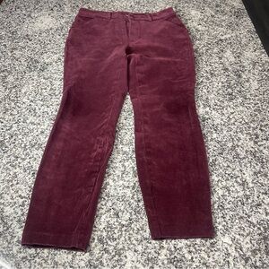 Duluth Trading Co Corduroy High Rise Skinny Ankle Pants Burgundy 6 Regular Flex